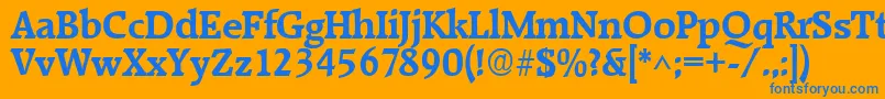 フォントRaleighBold – オレンジの背景に青い文字