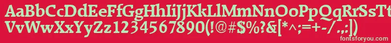 フォントRaleighBold – 赤い背景に緑の文字