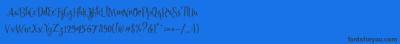 Шрифт Angelia Script Free Demo – чёрные шрифты на синем фоне