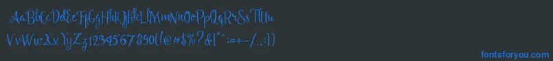 Angelia Script Free Demo Font – Blue Fonts on Black Background
