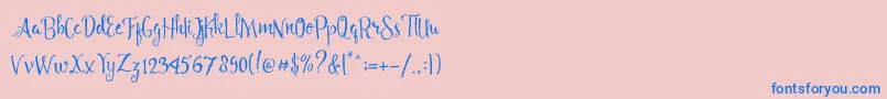 Шрифт Angelia Script Free Demo – синие шрифты на розовом фоне