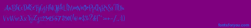 フォントAngelia Script Free Demo – 紫色の背景に青い文字
