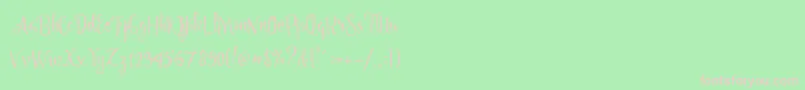 Angelia Script Free Demo-fontti – vaaleanpunaiset fontit vihreällä taustalla