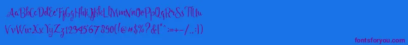 Angelia Script Free Demo Font – Purple Fonts on Blue Background