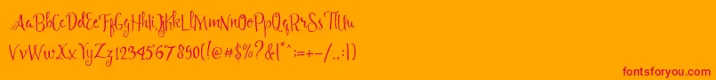 Angelia Script Free Demo-Schriftart – Rote Schriften auf orangefarbenem Hintergrund