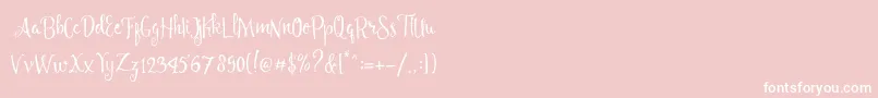 Angelia Script Free Demo-fontti – valkoiset fontit vaaleanpunaisella taustalla