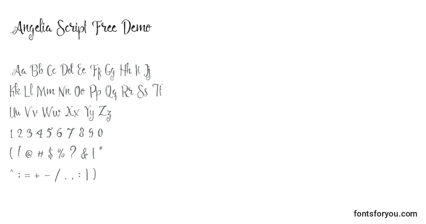 Czcionka Angelia Script Free Demo (119603) – alfabet, cyfry, specjalne znaki