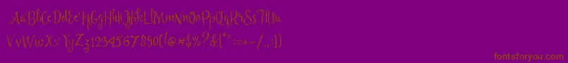 Angelia Script Free Demo-Schriftart – Braune Schriften auf violettem Hintergrund