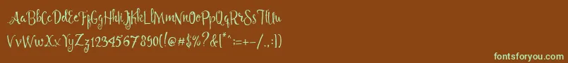 Шрифт Angelia Script Free Demo – зелёные шрифты на коричневом фоне