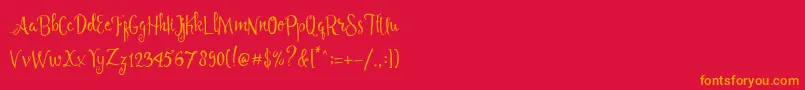 Angelia Script Free Demo Font – Orange Fonts on Red Background