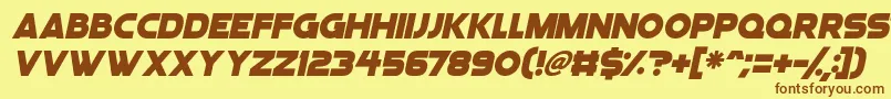 Шрифт Angelic Child Italic – коричневые шрифты на жёлтом фоне