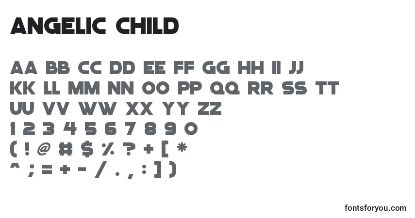 Шрифт Angelic Child – алфавит, цифры, специальные символы