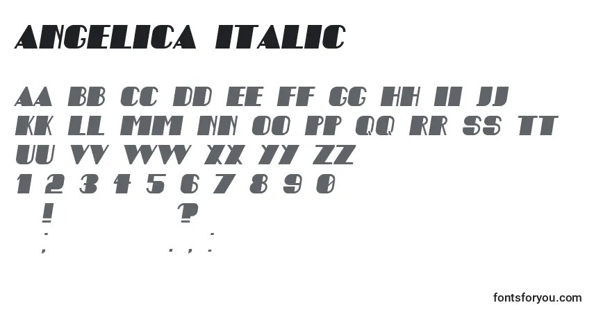 Шрифт Angelica Italic – алфавит, цифры, специальные символы