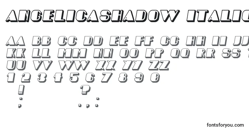 AngelicaShadow Italic-fontti – aakkoset, numerot, erikoismerkit