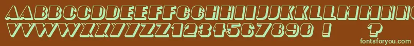 AngelicaShadow Italicフォントについての詳細 フォントAngelicaShadow Italic – 緑色の文字が茶色の背景にあります。