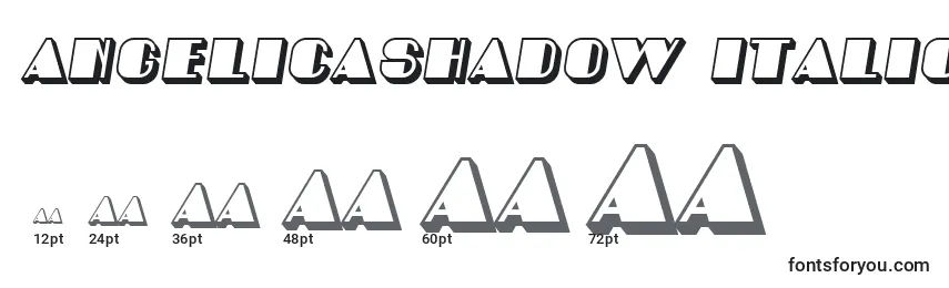 Tamaños de fuente AngelicaShadow Italic