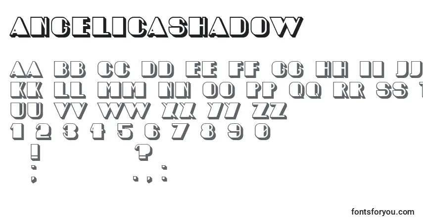 A fonte AngelicaShadow – alfabeto, números, caracteres especiais