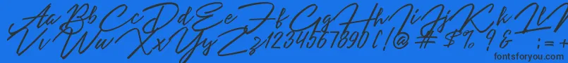 Angelina Script Font – Black Fonts on Blue Background