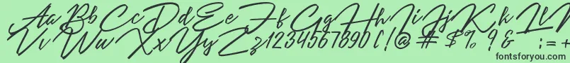 Шрифт Angelina Script – чёрные шрифты на зелёном фоне