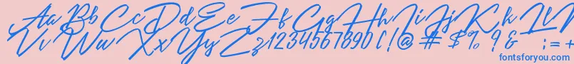 Czcionka Angelina Script – niebieskie czcionki na różowym tle