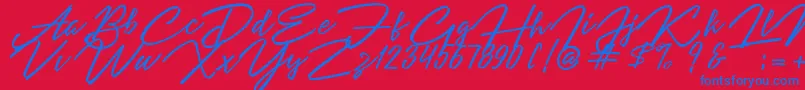 フォントAngelina Script – 赤い背景に青い文字