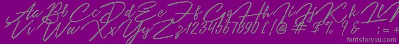 Angelina Script Font – Gray Fonts on Purple Background