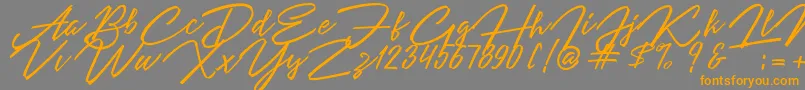 Angelina Script Font – Orange Fonts on Gray Background