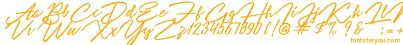 Angelina Script-Schriftart – Orangefarbene Schriften auf weißem Hintergrund