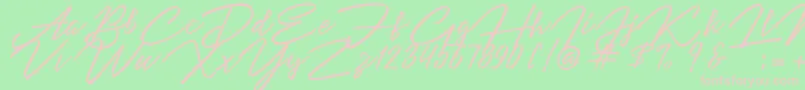 フォントAngelina Script – 緑の背景にピンクのフォント