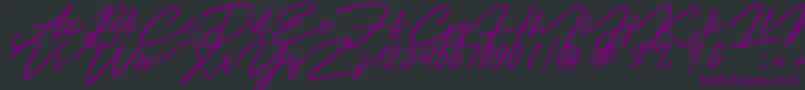 Angelina Script Font – Purple Fonts on Black Background