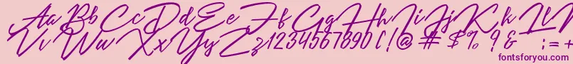 Angelina Script Font – Purple Fonts on Pink Background