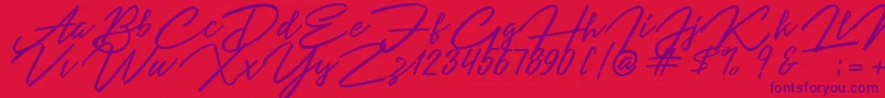 Angelina Script-Schriftart – Violette Schriften auf rotem Hintergrund
