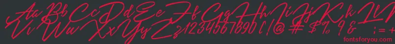 Angelina Script Font – Red Fonts on Black Background