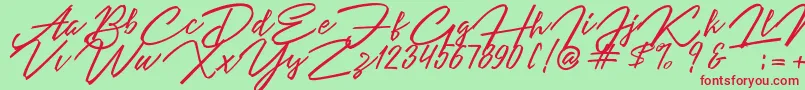 Шрифт Angelina Script – красные шрифты на зелёном фоне
