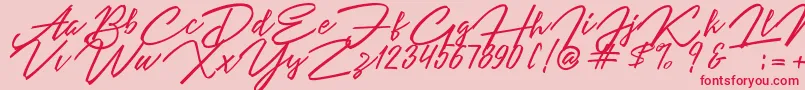fuente Angelina Script – Fuentes Rojas Sobre Fondo Rosa