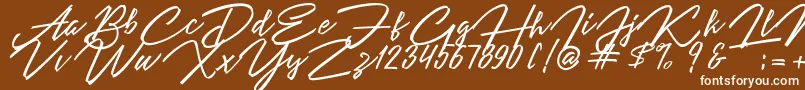 Czcionka Angelina Script – białe czcionki na brązowym tle