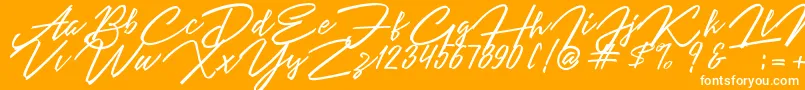 Angelina Script Font – White Fonts on Orange Background