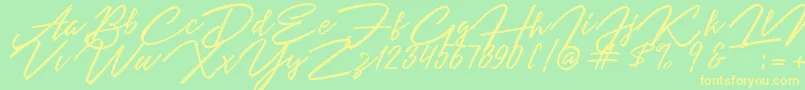 Шрифт Angelina Script – жёлтые шрифты на зелёном фоне