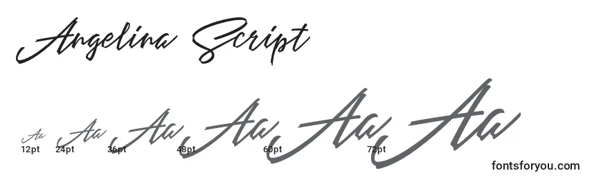 Angelina Script-fontin koot