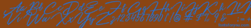 fuente Angelina Script – Fuentes Azules Sobre Fondo Marrón