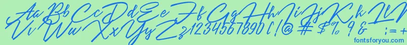 fuente Angelina Script – Fuentes Azules Sobre Fondo Verde