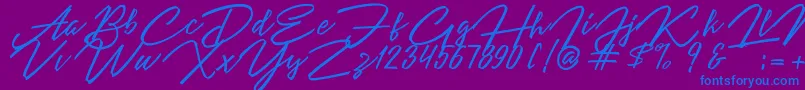 Angelina Script Font – Blue Fonts on Purple Background