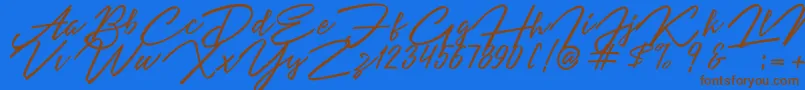 Angelina Script Font – Brown Fonts on Blue Background