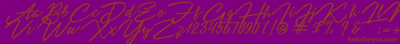 Angelina Script Font – Brown Fonts on Purple Background
