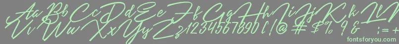 Angelina Script Font – Green Fonts on Gray Background