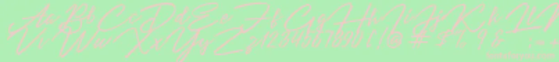 Angelina Script Font – Pink Fonts on Green Background