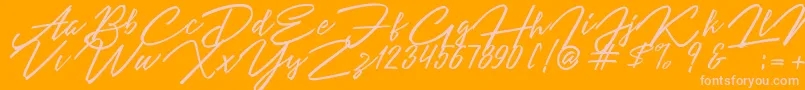 Angelina Script Font – Pink Fonts on Orange Background