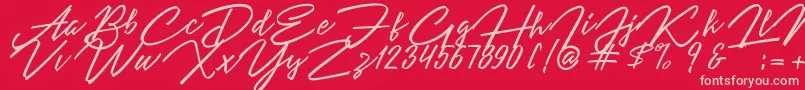 fuente Angelina Script – Fuentes Rosadas Sobre Fondo Rojo