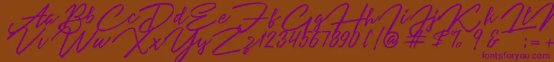 Angelina Script Font – Purple Fonts on Brown Background