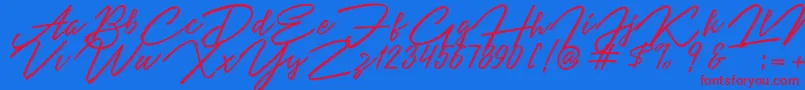 Angelina Script Font – Red Fonts on Blue Background